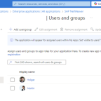 Screenshot of group assignement for SAP enterprise app registration usage